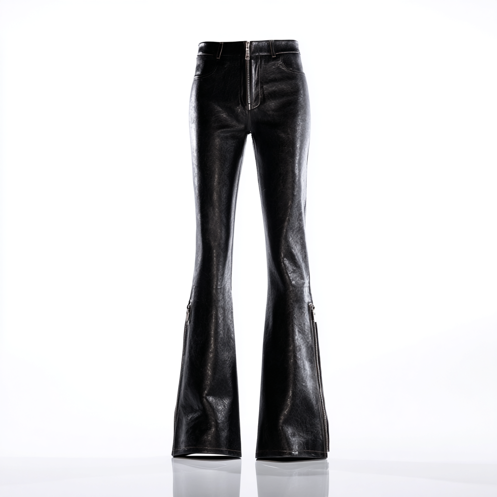 LEATHER FLARE TROUSERS